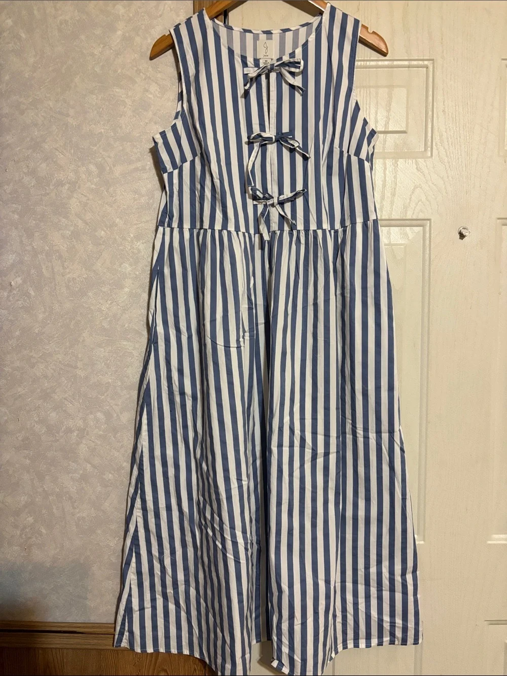 Joie Blue and White Striped‎ Sleeveless Midi Dress